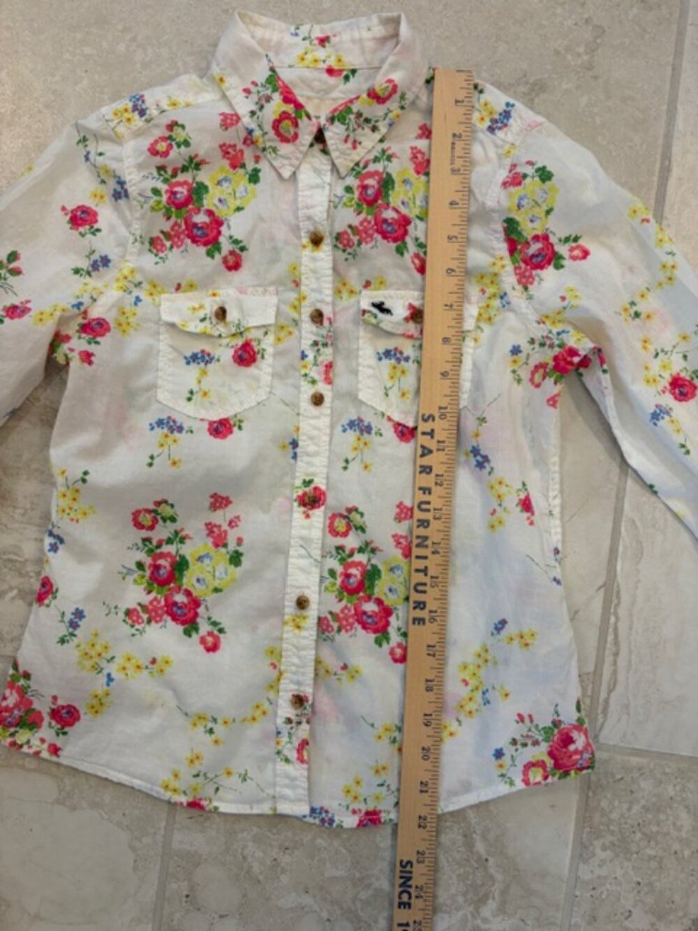 Vintage Abercrombie & Fitch Womens Floral 100% Cotton Moose Shirt XL Y2K Preppy - Picture 9 of 9